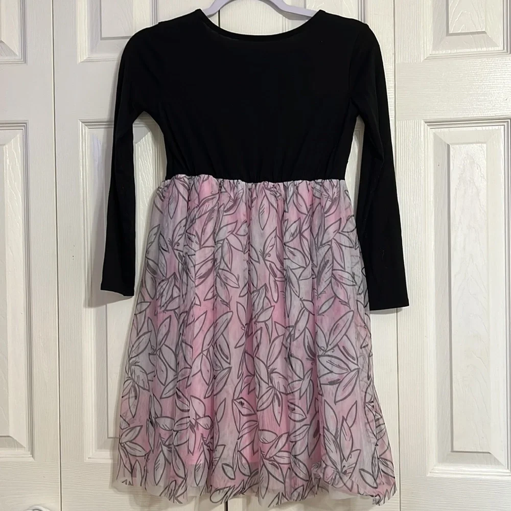 Wonder Nation Swan Sequin Long Sleeve Tulle Dress Girls Size L 10/12